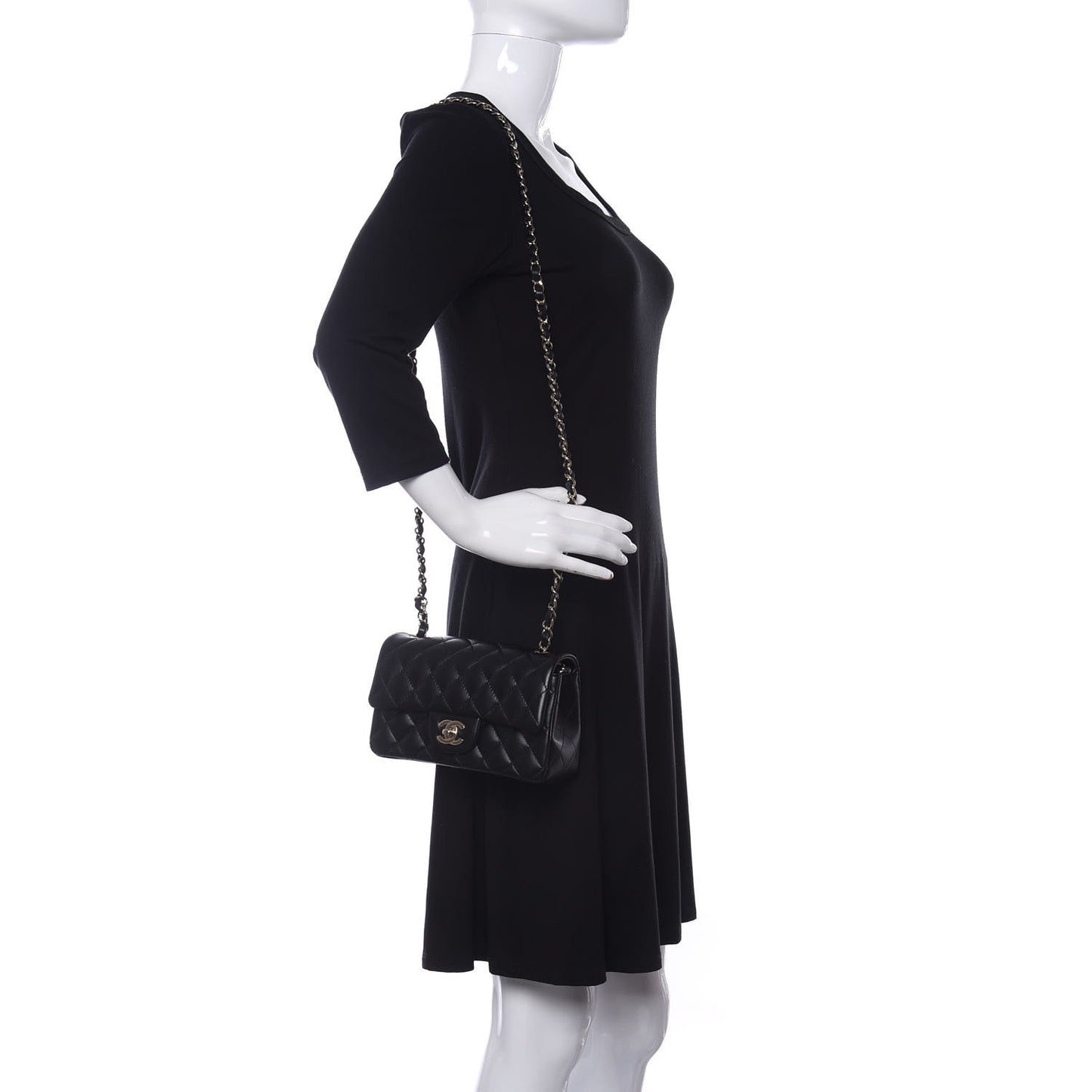 Lambskin Quilted Mini Rectangular Flap Black