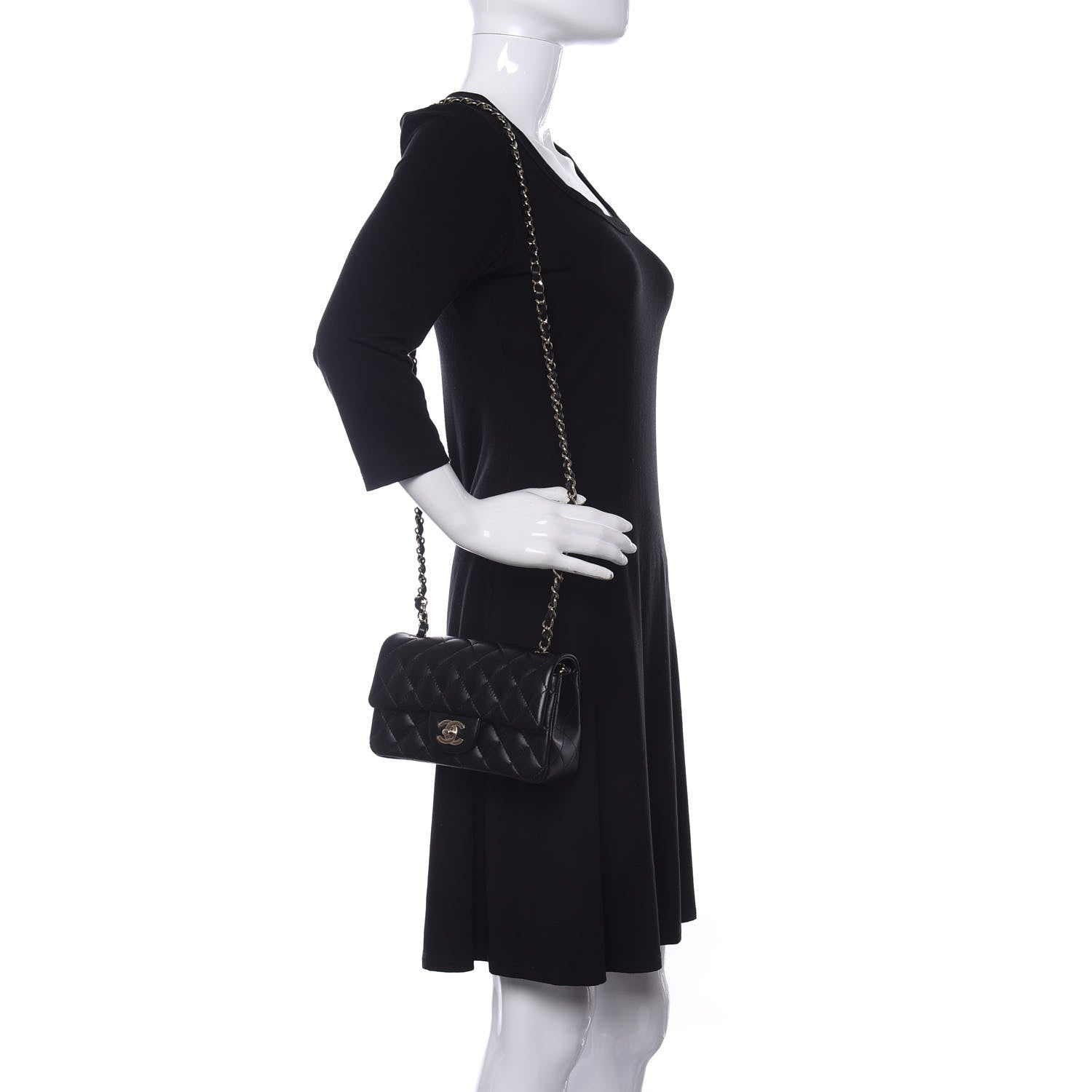 Chanel Lambskin Quilted Mini Rectangular Flap Black 2 of 11