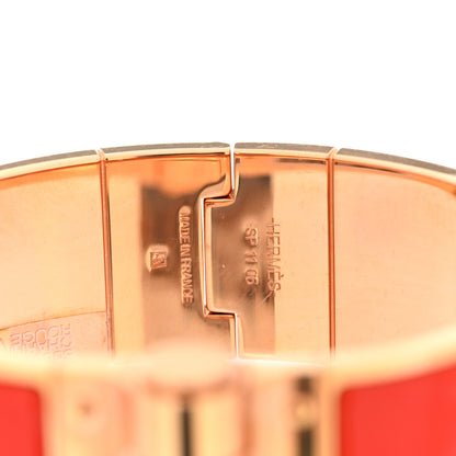 Hermes Enamel Charniere Uni Wide Hinged Bracelet L Rouge Vermillon 4 of 5
