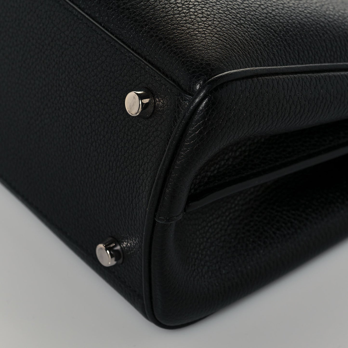 Grainy Calfskin Small Zumi Top Handle Bag Black