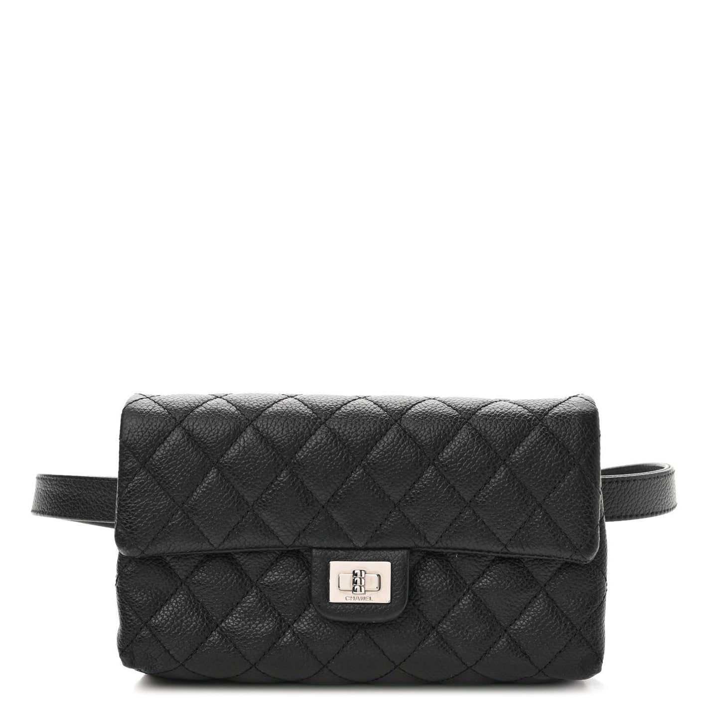 Grained Calfskin Quilted 2.55 Reissue Flap Belt Bag Clutch Black