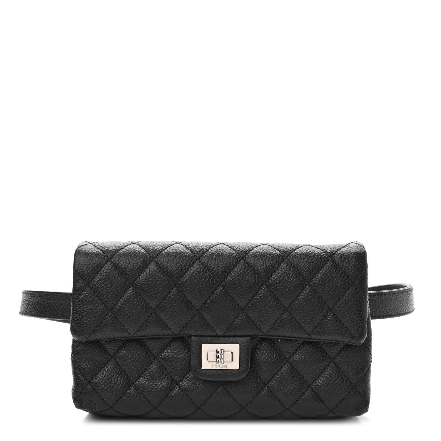 Chanel Grained Calfskin Quilted 2.55 Reissue Flap Belt Bag Clutch Black 1 of 10