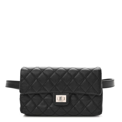 Chanel Grained Calfskin Quilted 2.55 Reissue Flap Belt Bag Clutch Black 1 of 10