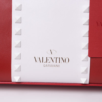 Valentino Garavani Vitello Colorblock Small Free Rockstud Single Handle Flap Bag Rosso Valentino Optic White 10 of 10