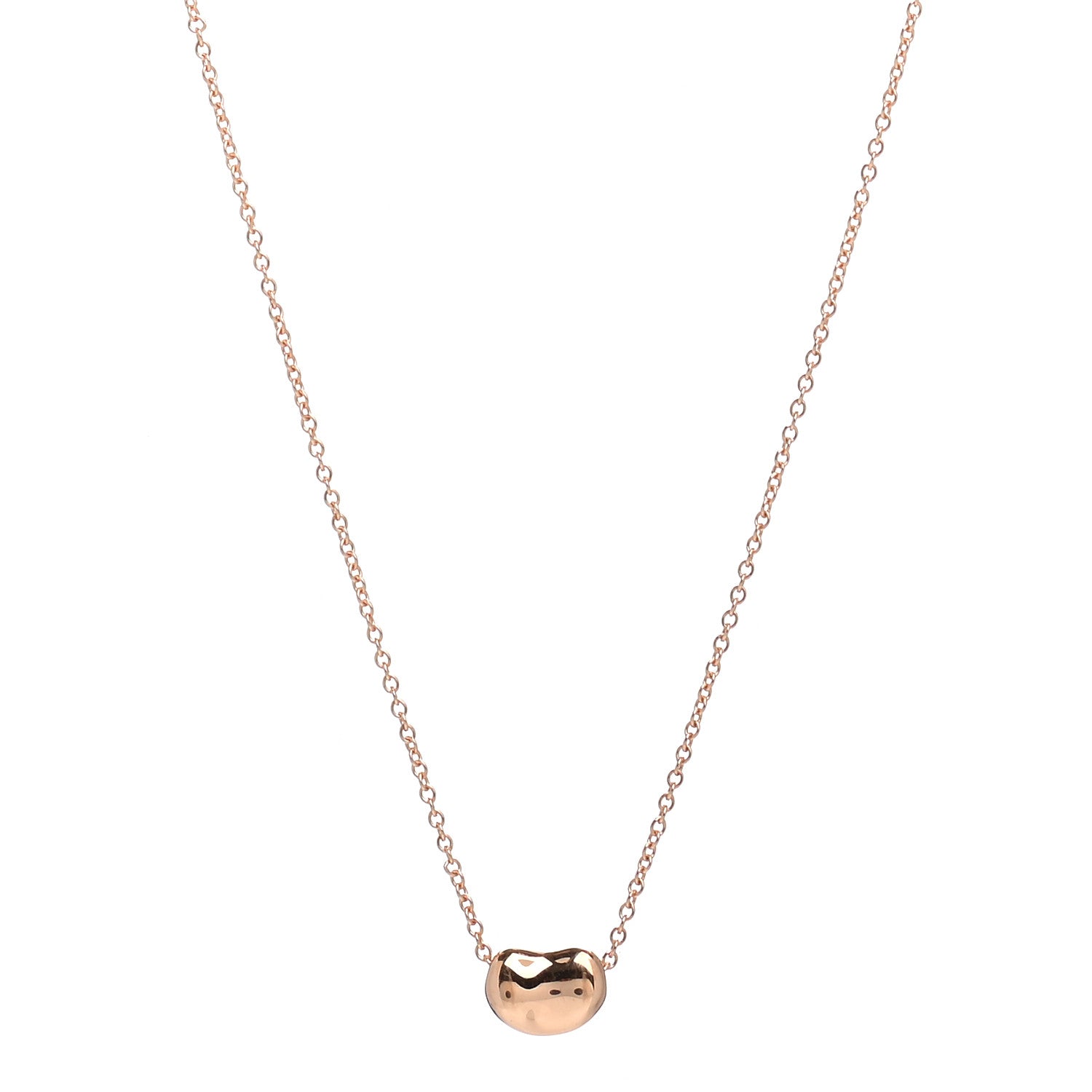 Tiffany 18K Rose Gold 7mm Elsa Peretti Bean Pendant Necklace 1 of 4