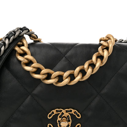 Chanel Goatskin Quilted Large Chanel 19 Flap Black 8 of 11