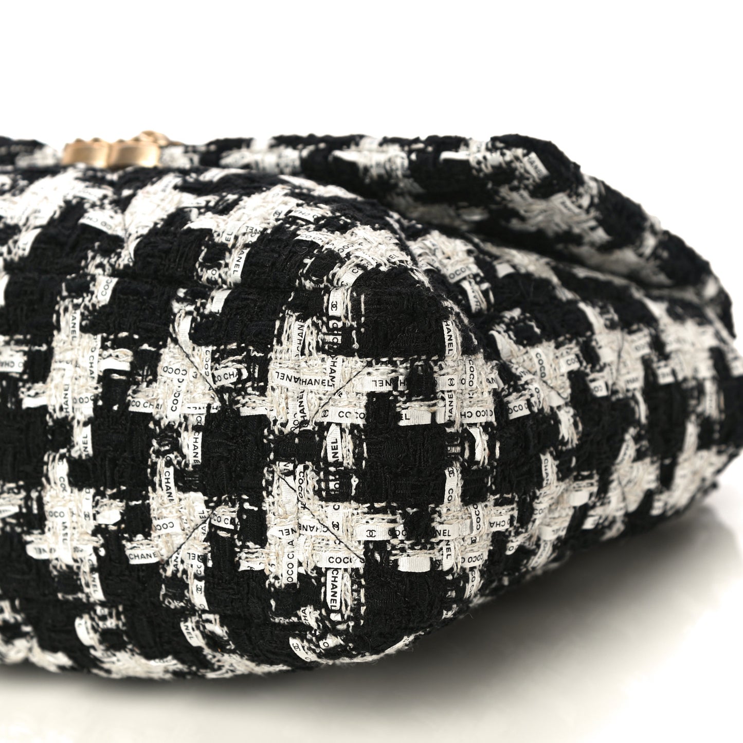 Tweed Quilted Large Chanel 19 Flap Black Ecru White