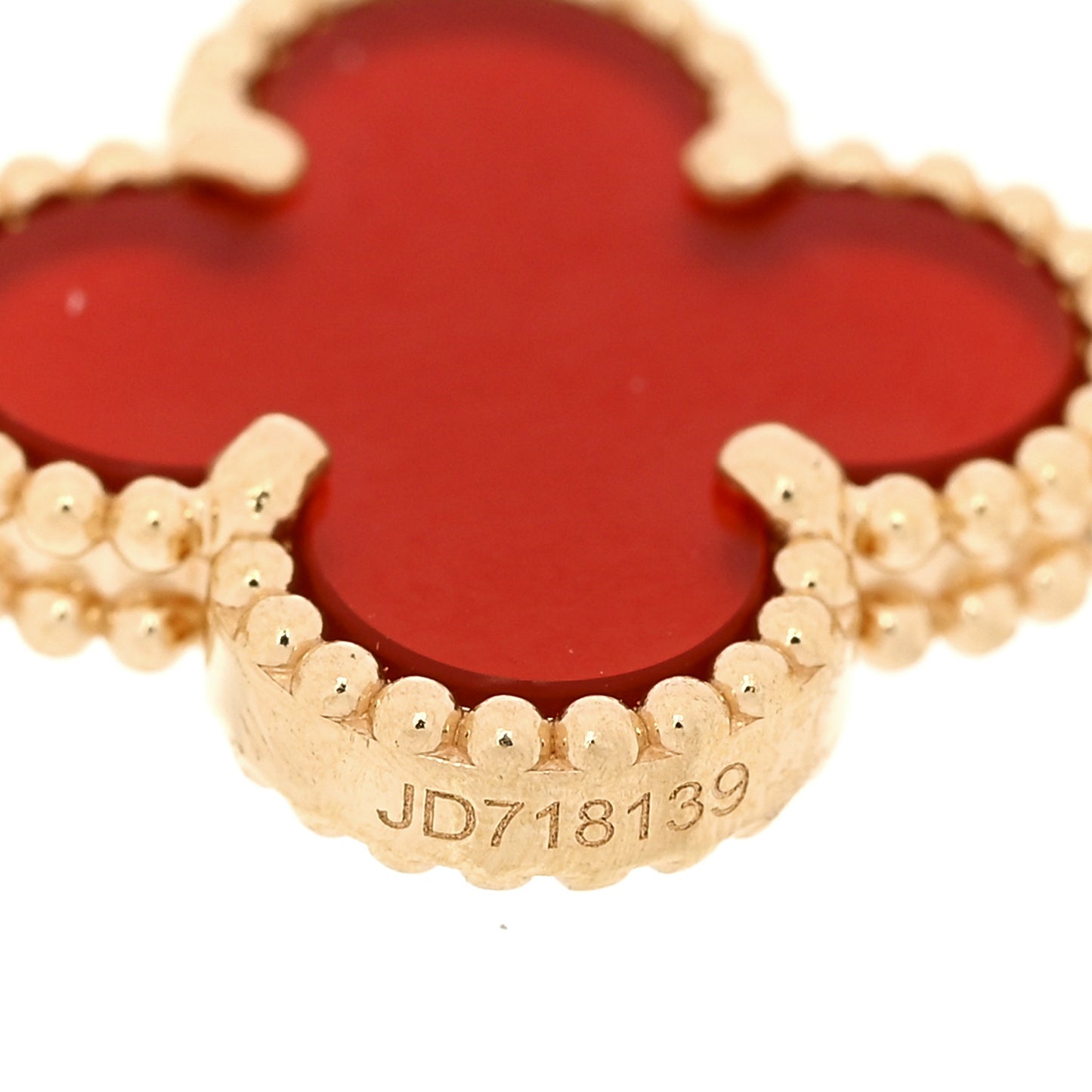 18K Yellow Gold Carnelian 5 Motifs Vintage Alhambra Bracelet