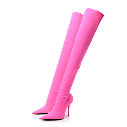Balenciaga Spandex Pointed Toe Knife 110MM Thigh High Boots 39.5 Pink 3 of 9