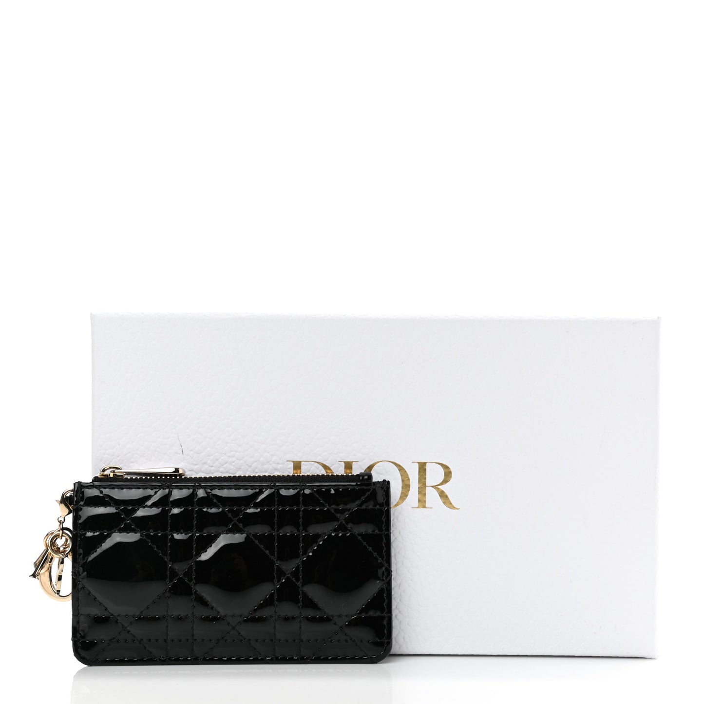 Patent Cannage Lady Dior Key Pouch Black