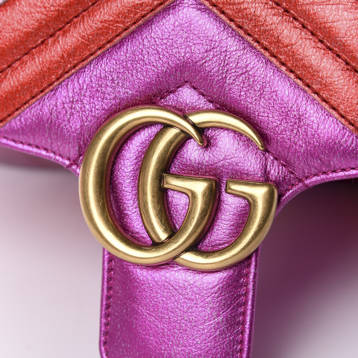 Gucci Metallic Calfskin Matelasse Small GG Marmont Shoulder Bag Fuchsia 8 of 11
