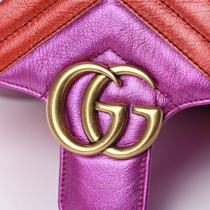 Gucci Metallic Calfskin Matelasse Small GG Marmont Shoulder Bag Fuchsia 8 of 11