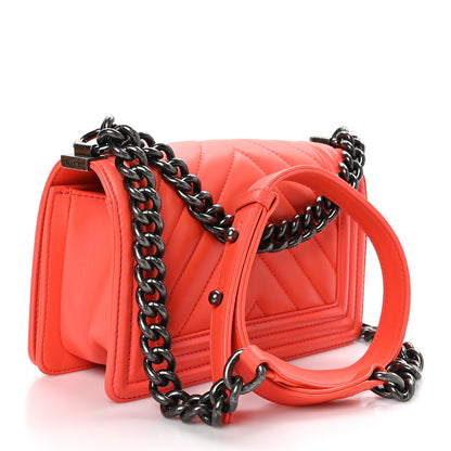 Chanel Calfskin Chevron Quilted Small Boy Flap Coral 3 of 10