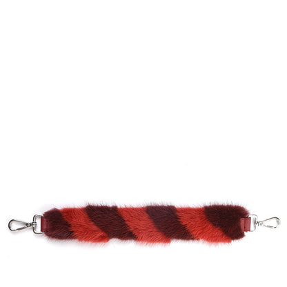 Fendi Vitello Dolce Mink Fur Pequin Mini Strap You Scarlet Cosmo Fragola 1 of 5
