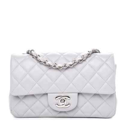 Chanel Lambskin Quilted Mini Rectangular Flap Grey 1 of 9