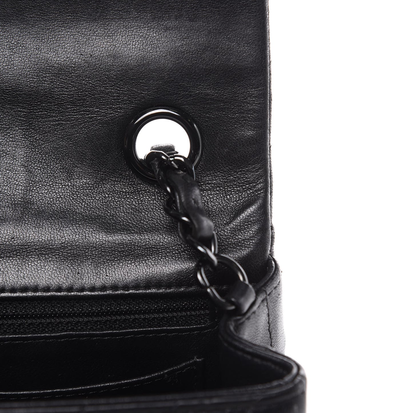 Lambskin Chevron Quilted Mini Rectangular Flap So Black