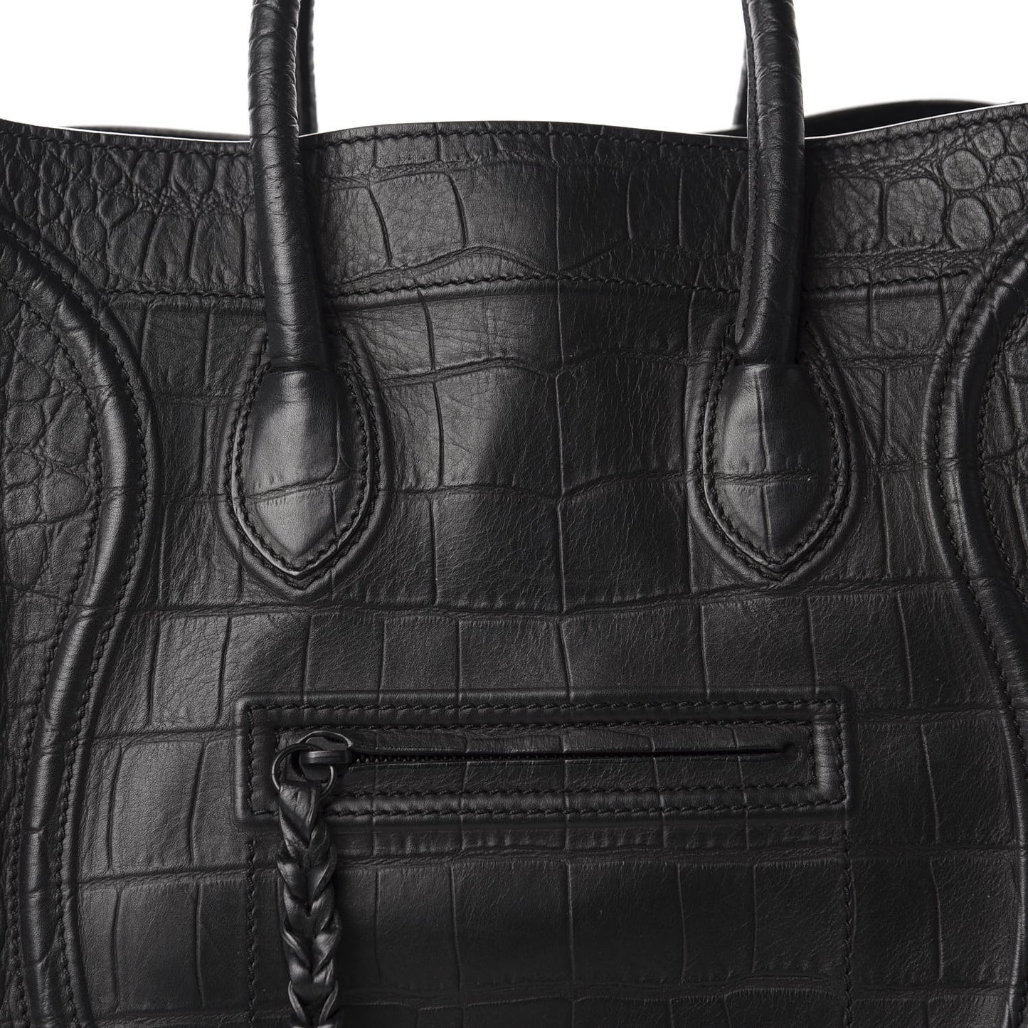 Crocodile Embossed Calfskin Medium Phantom Luggage Black
