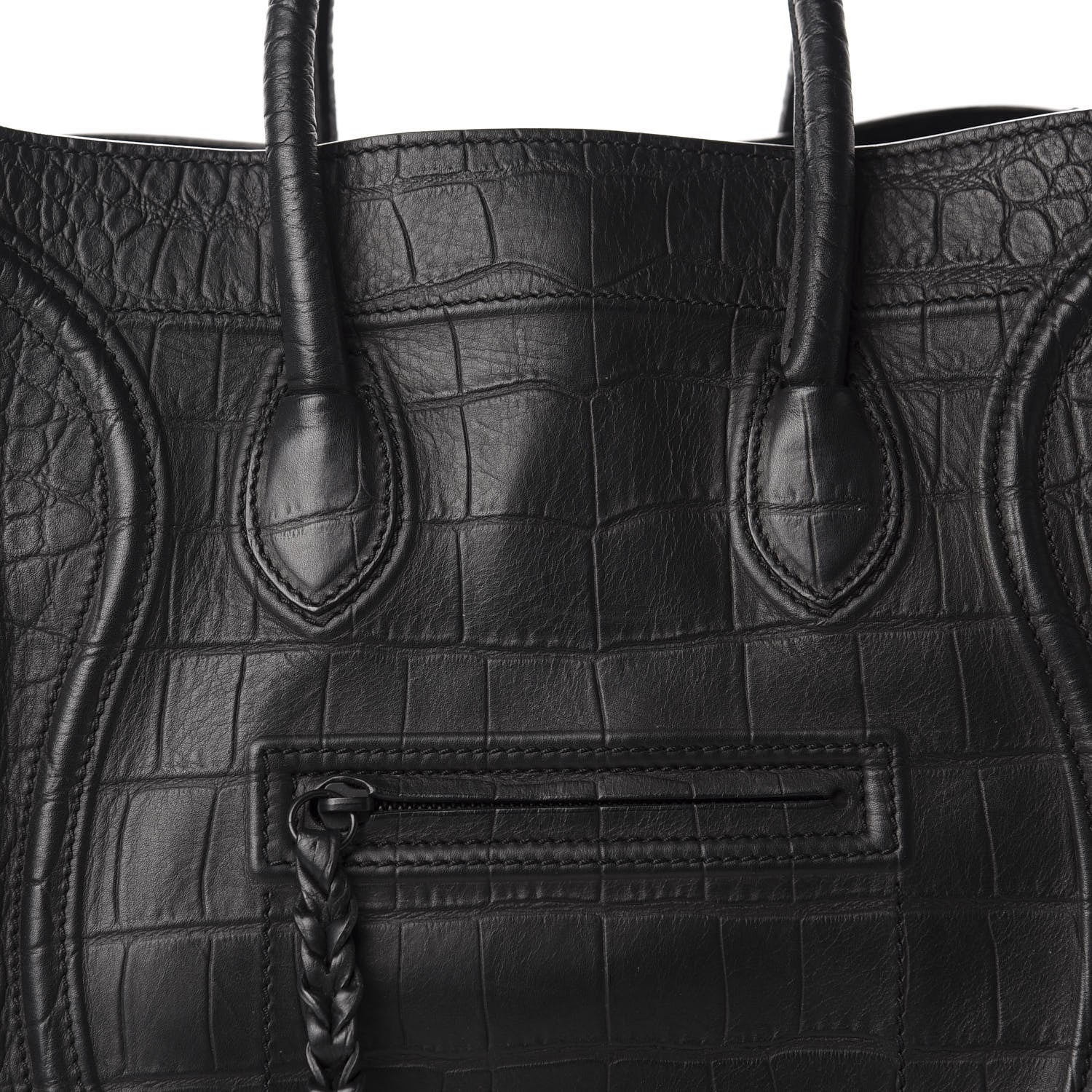 Celine Crocodile Embossed Calfskin Medium Phantom Luggage Black 12 of 12