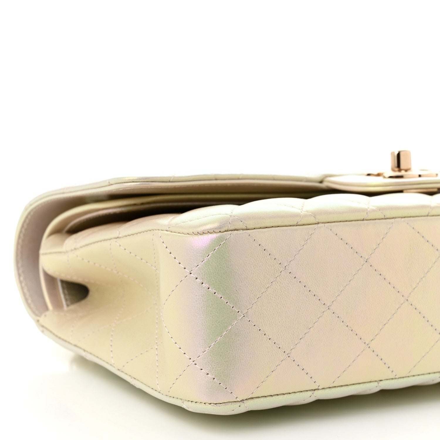 Chanel Iridescent Lambskin Quilted Medium Double Flap Ivory 9 of 11