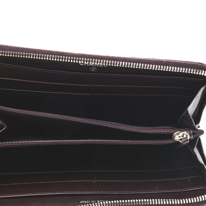 Chanel Patent Double Quilted Zip Around Wallet Burgundy 5 of 9