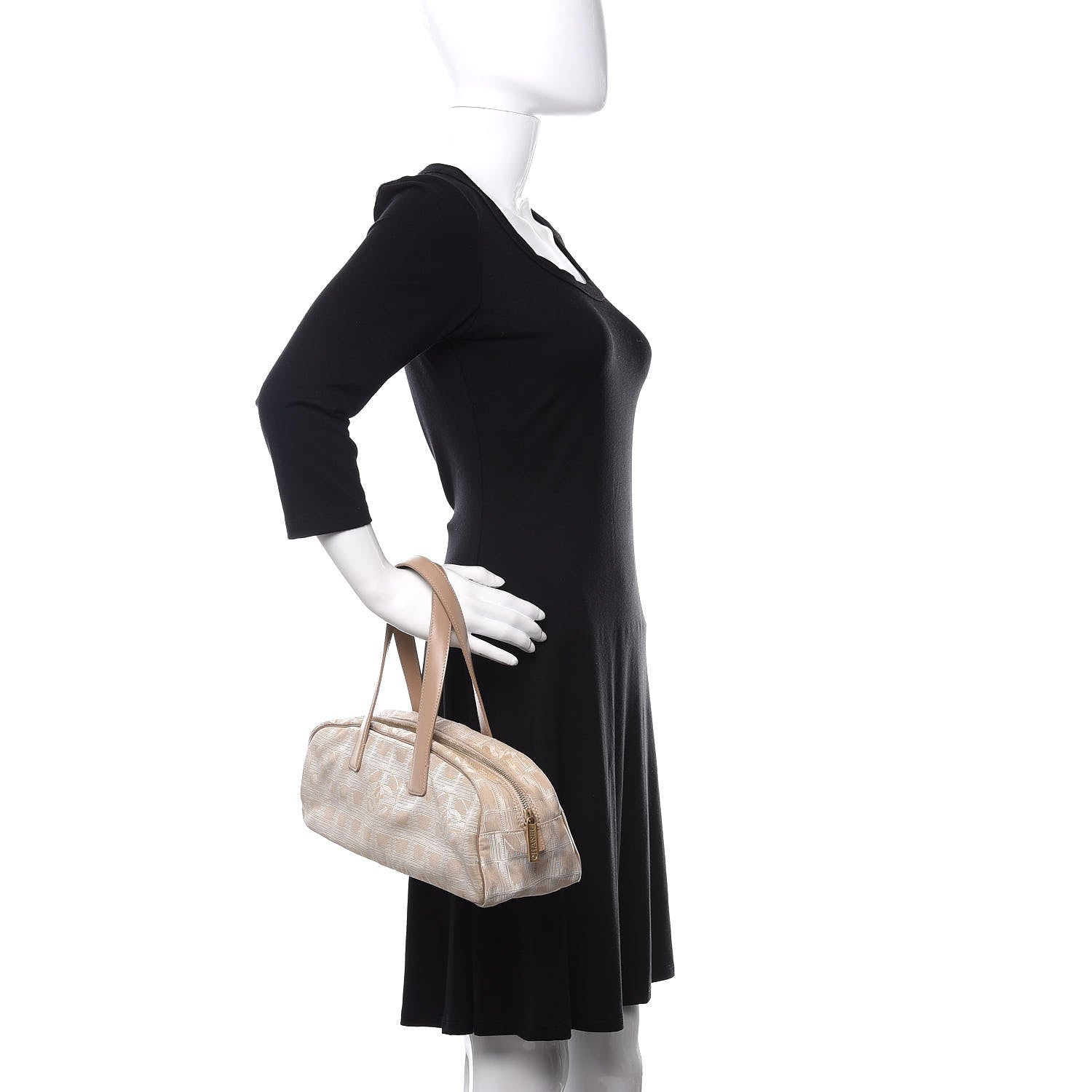 Chanel Nylon Travel Bowler Beige 2 of 14