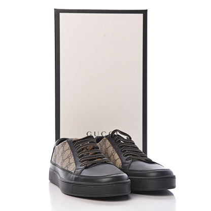 Gucci GG Supreme Monogram Mens Low Top Sneakers 8 Black Beige Ebony 9 of 9