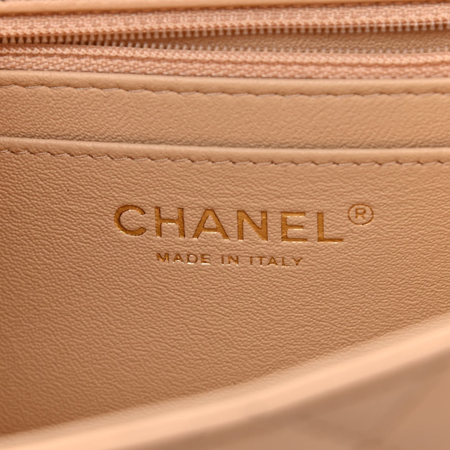 Lambskin Quilted Mini Square Flap Beige
