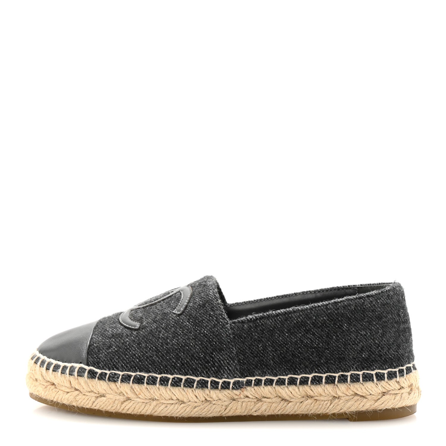 Chanel Tweed Lambskin CC Espadrilles 38 Grey 1 of 10