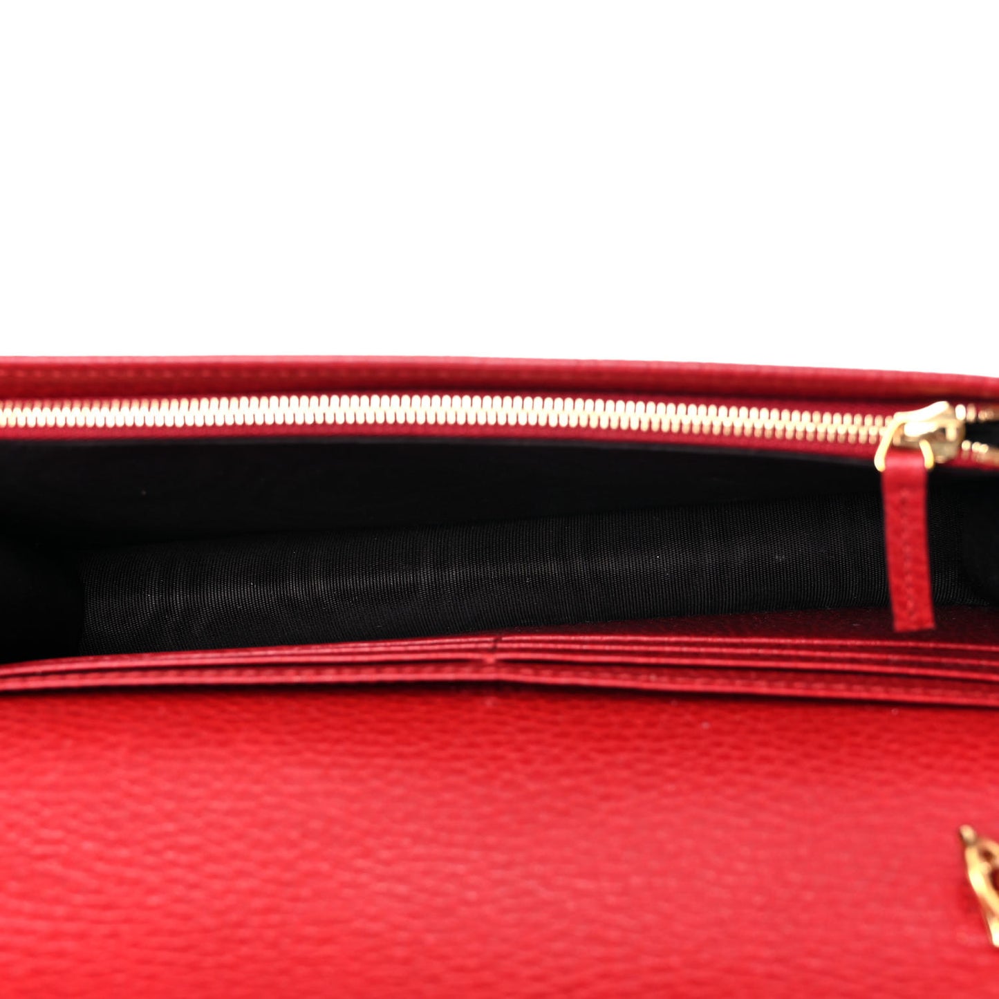 Dollar Calfskin Mini GG Marmont Chain Wallet Hibiscus Red