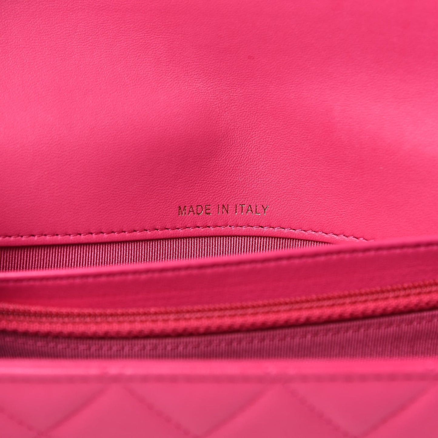 Lambskin Quilted Wallet on Removable Chain Fuchsia