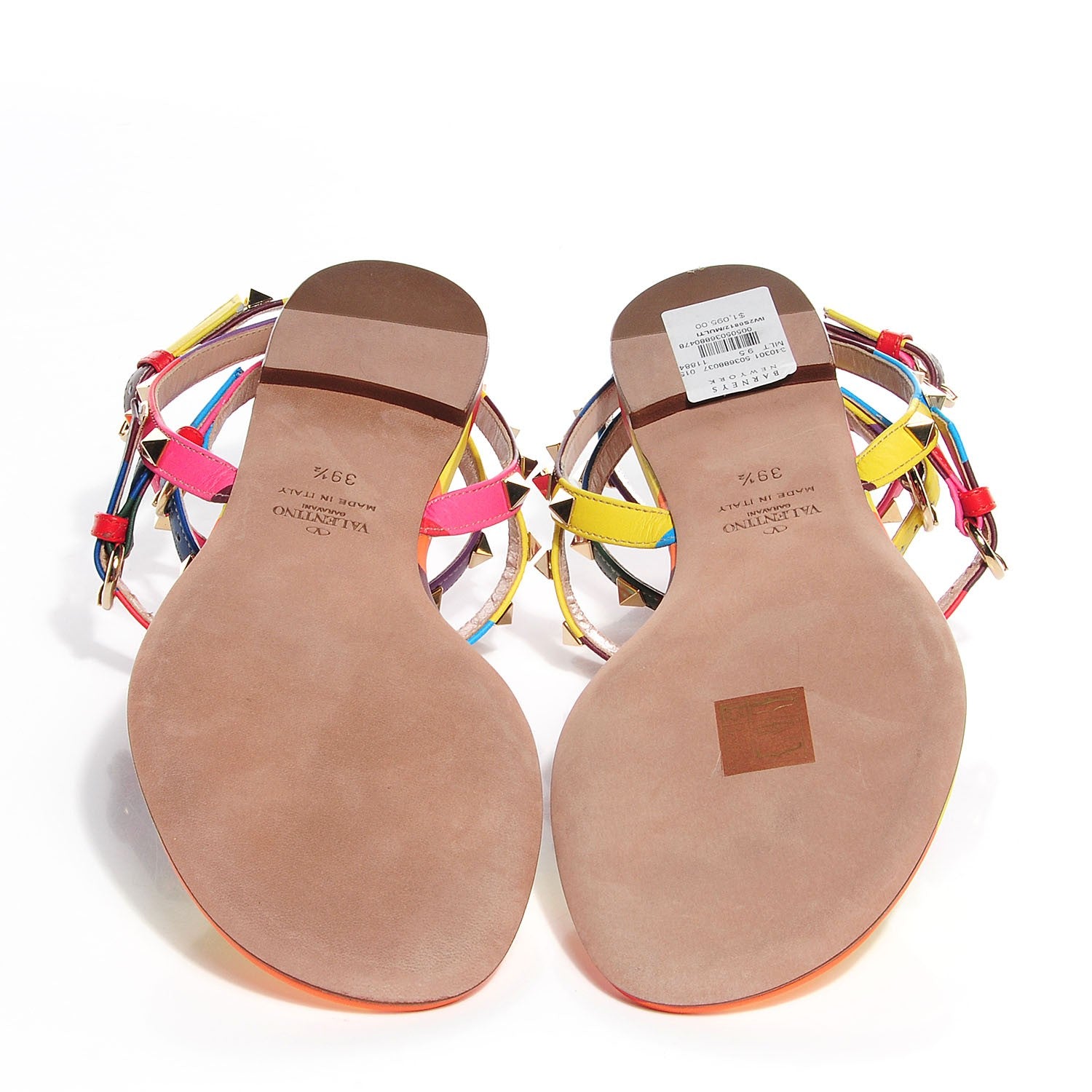 Valentino Garavani Calfskin 1973 Rockstud Ankle Wrap Flat Thong Sandals 39.5 Multicolor 5 of 6