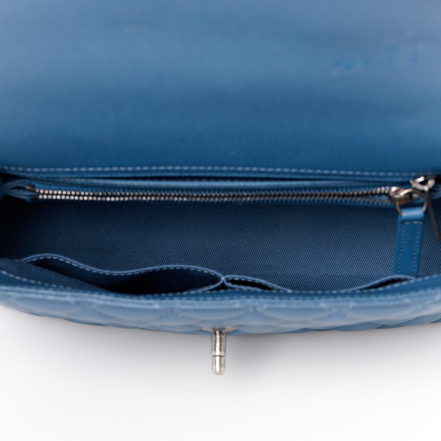 Caviar Quilted Small Coco Handle Flap Blue