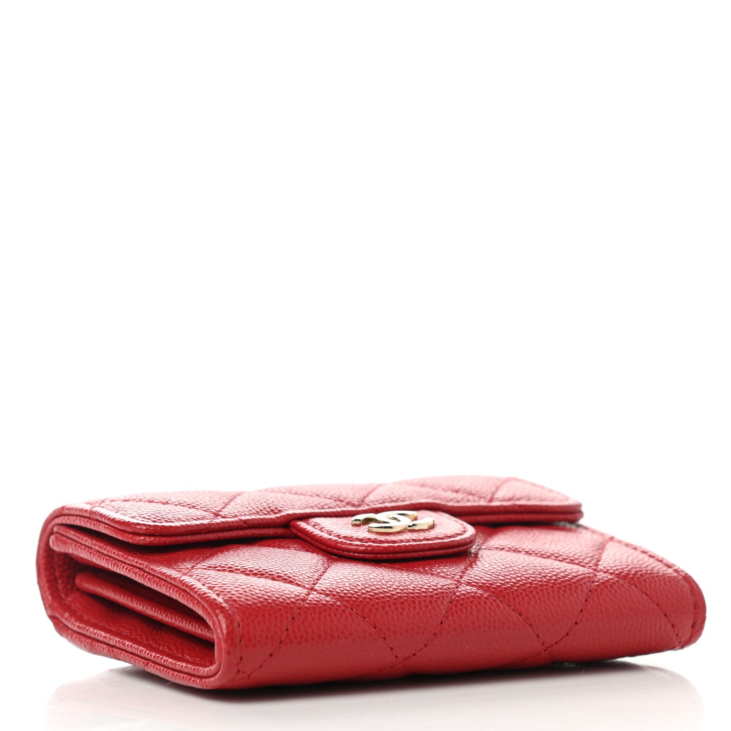 Chanel Caviar Quilted Flap Card Holder Wallet Red 4 of 10