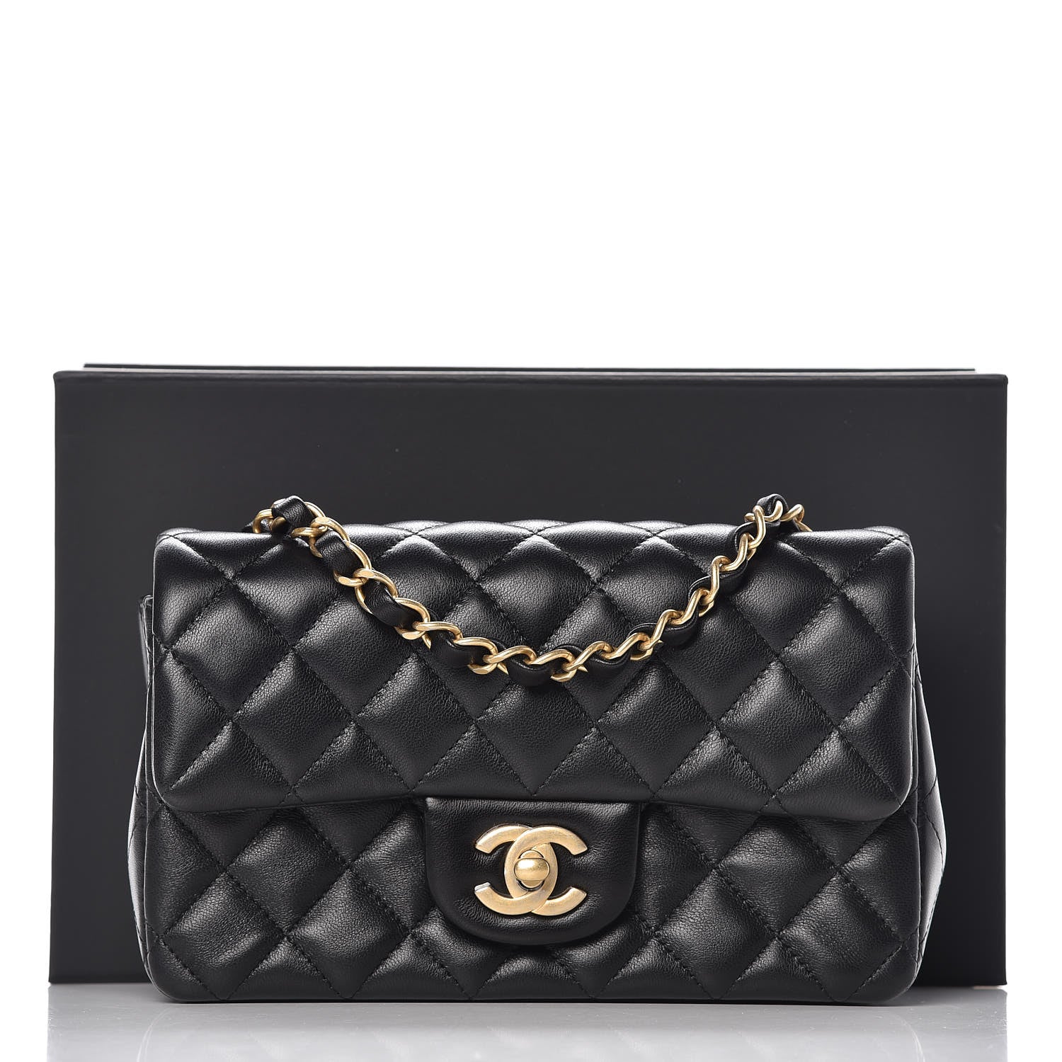 Chanel Lambskin Quilted Mini Rectangular Flap Black 8 of 8