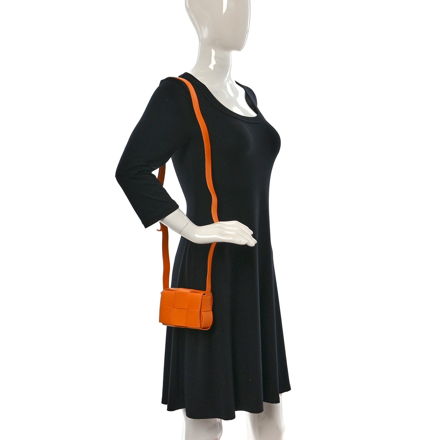 Lambskin Maxi Intrecciato Extra Mini Cassette Crossbody Bag Tangerine