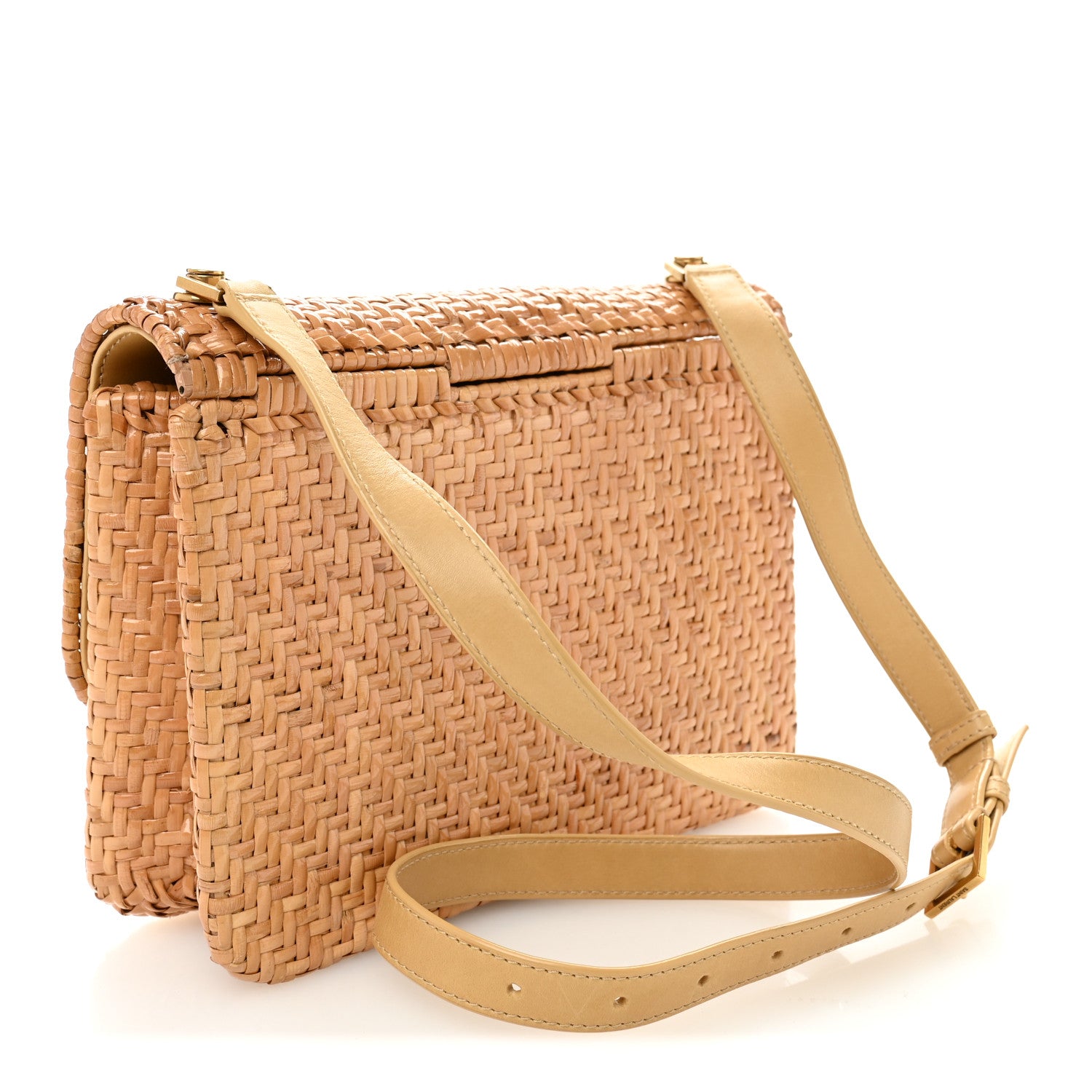 Saint Laurent Wicker Carre Satchel Beige 3 of 15