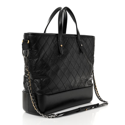 Chanel Aged Calfskin Quilted Large Gabrielle Shopping Tote Black 4 of 25