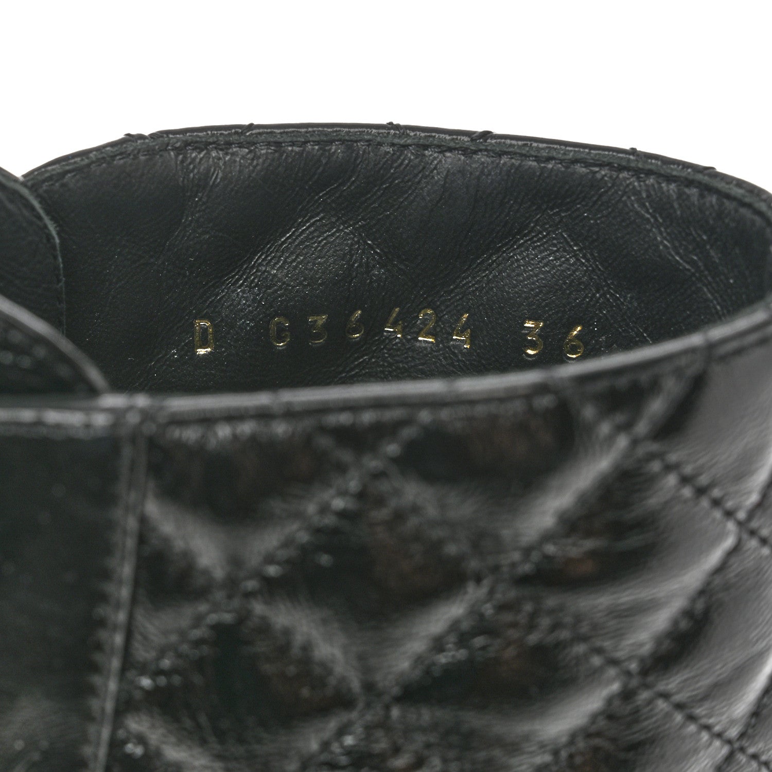 Chanel Shiny Calfskin Quilted Lace Up Combat Boots 36 Black 6 of 9