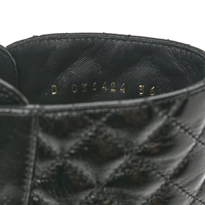 Chanel Shiny Calfskin Quilted Lace Up Combat Boots 36 Black 6 of 9