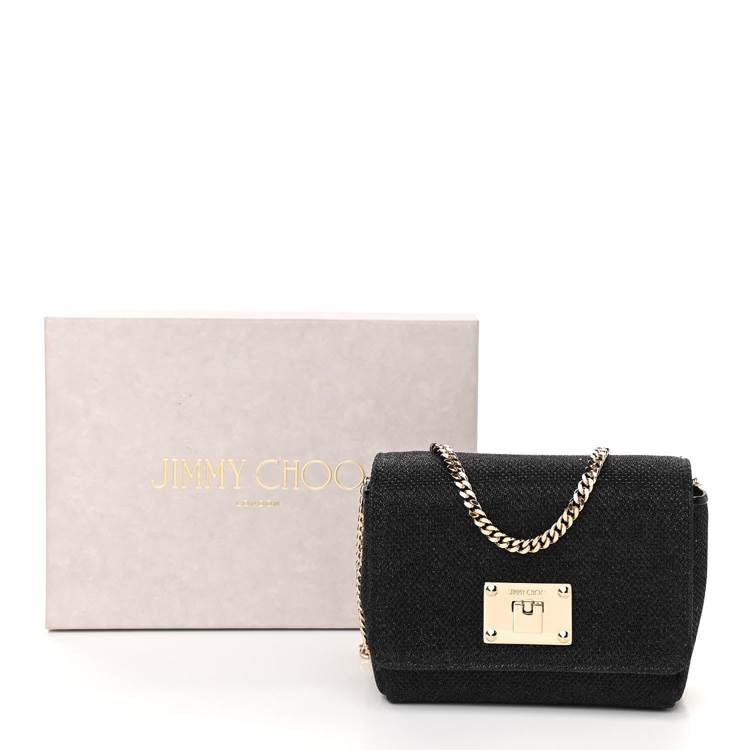 Jimmy Choo Lame Glitter Mini Ruby Chain Crossbody Black 10 of 10