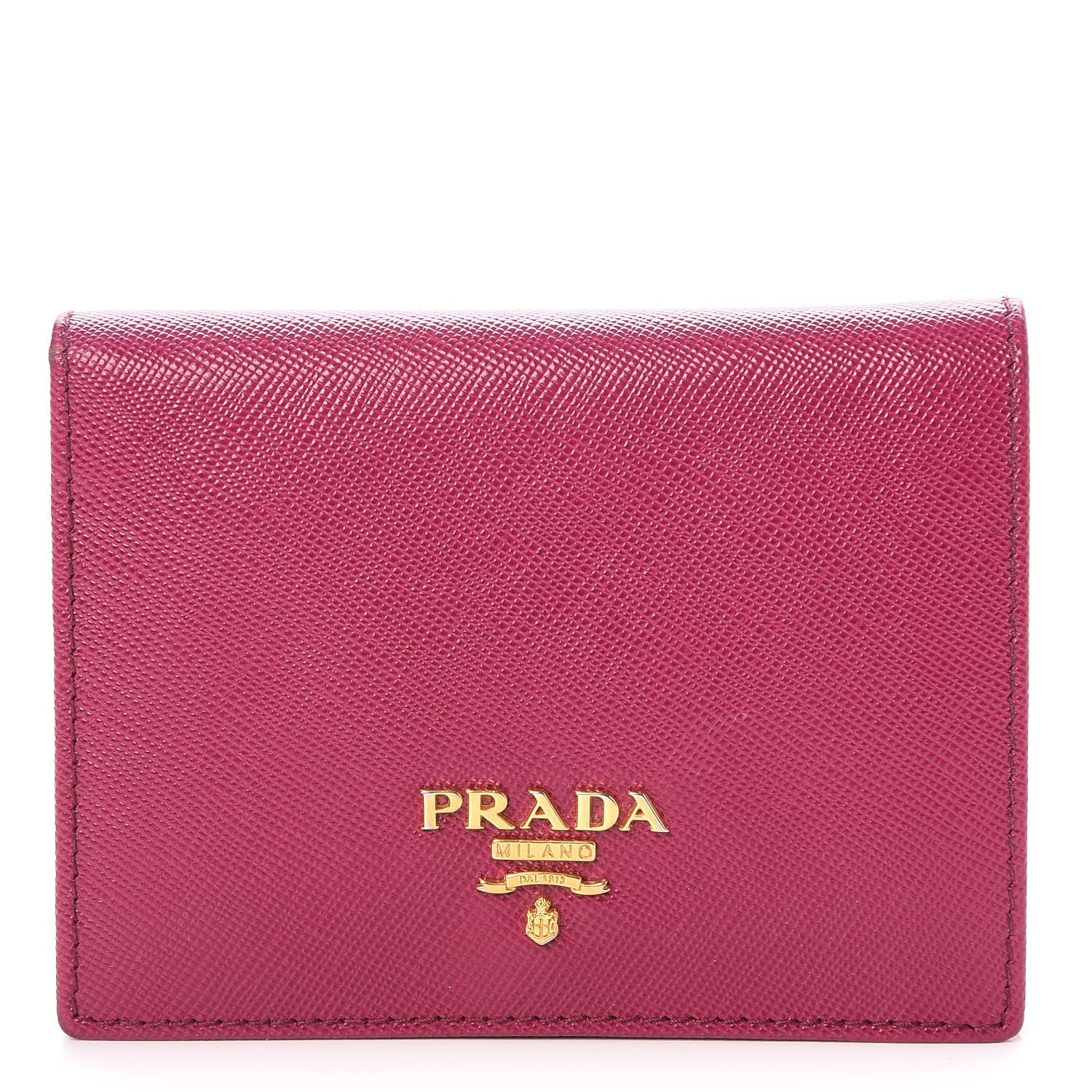 Prada Saffiano Metal Bi-Fold Wallet Ibisco 1 of 7
