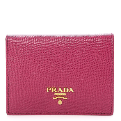 Prada Saffiano Metal Bi-Fold Wallet Ibisco 1 of 7