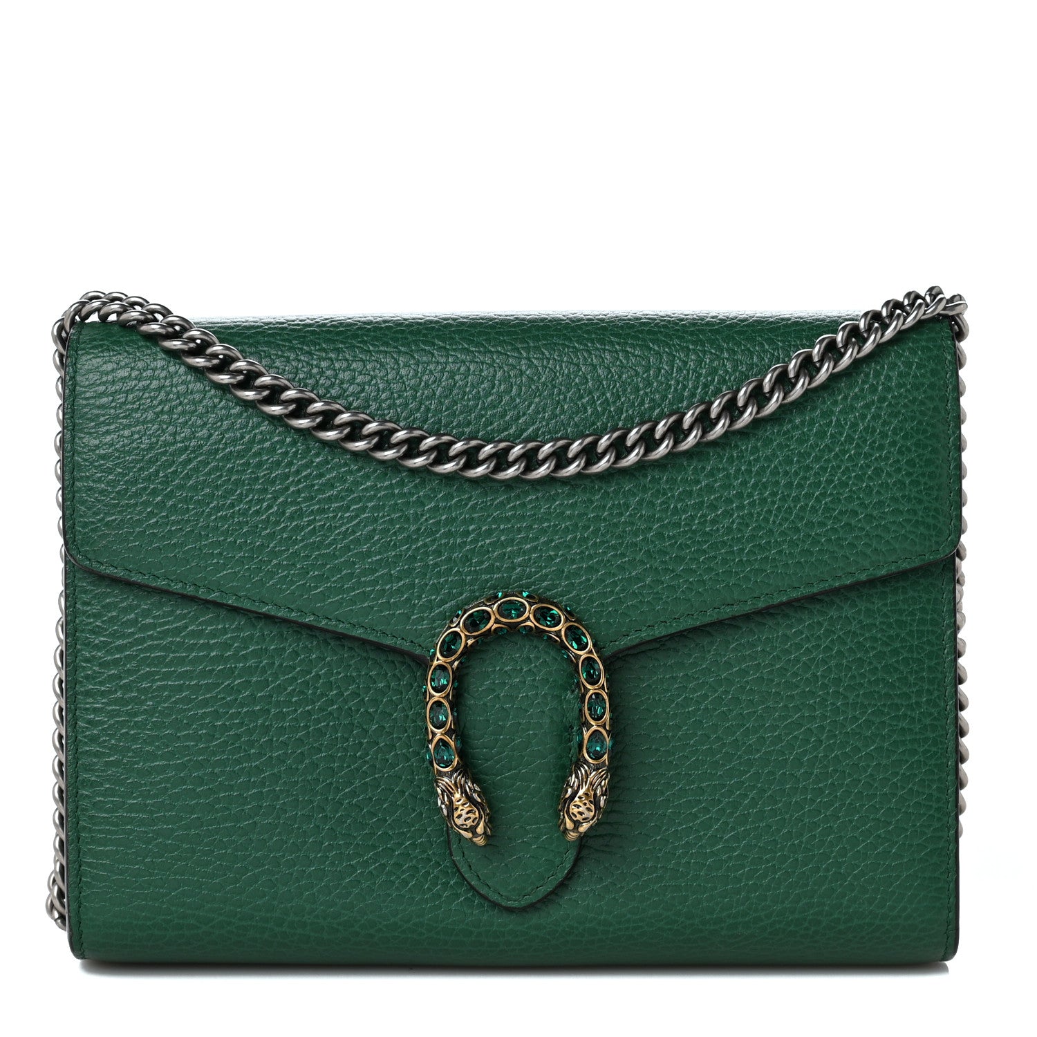 Gucci Calfskin Mini Dionysus Chain Wallet Emerald 1 of 9