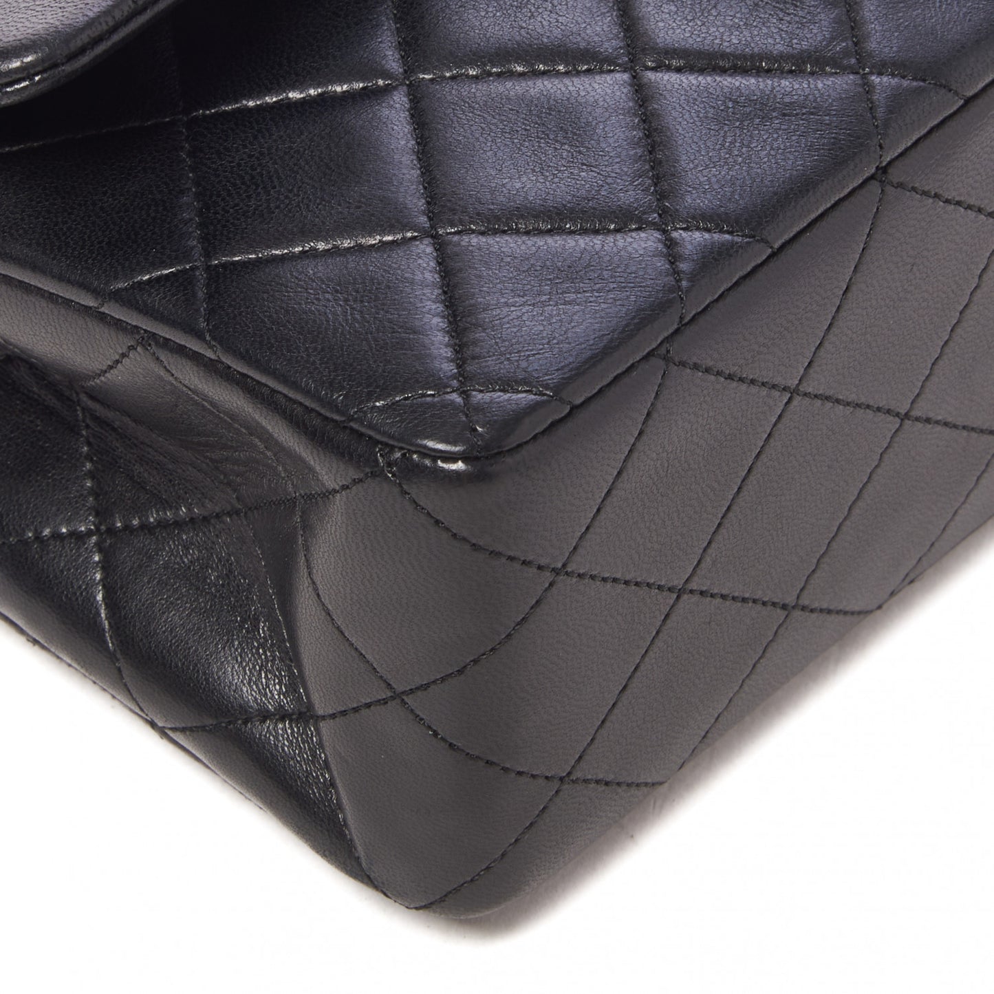 Lambskin Quilted Medium Double Flap Black