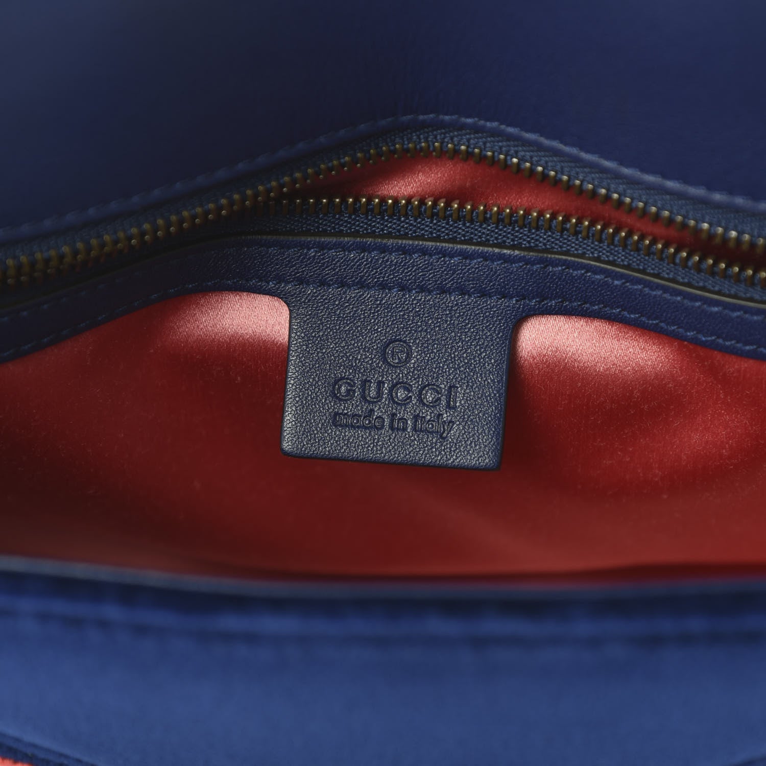 Gucci Velvet Matelasse Deer Embroidered Small GG Marmont Shoulder Bag Cobalt 8 of 10