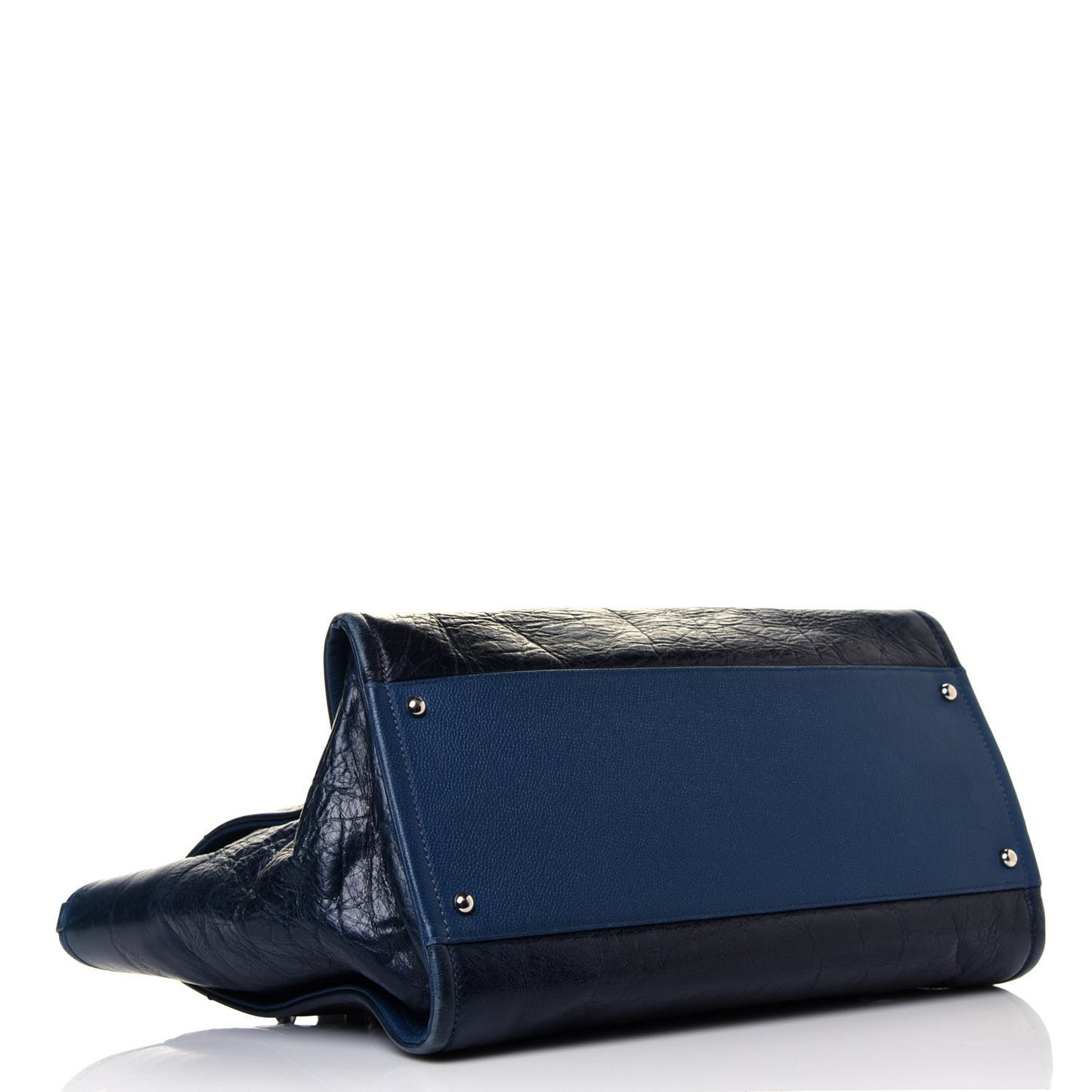Glazed Calfskin Large Deauville Tote Blue