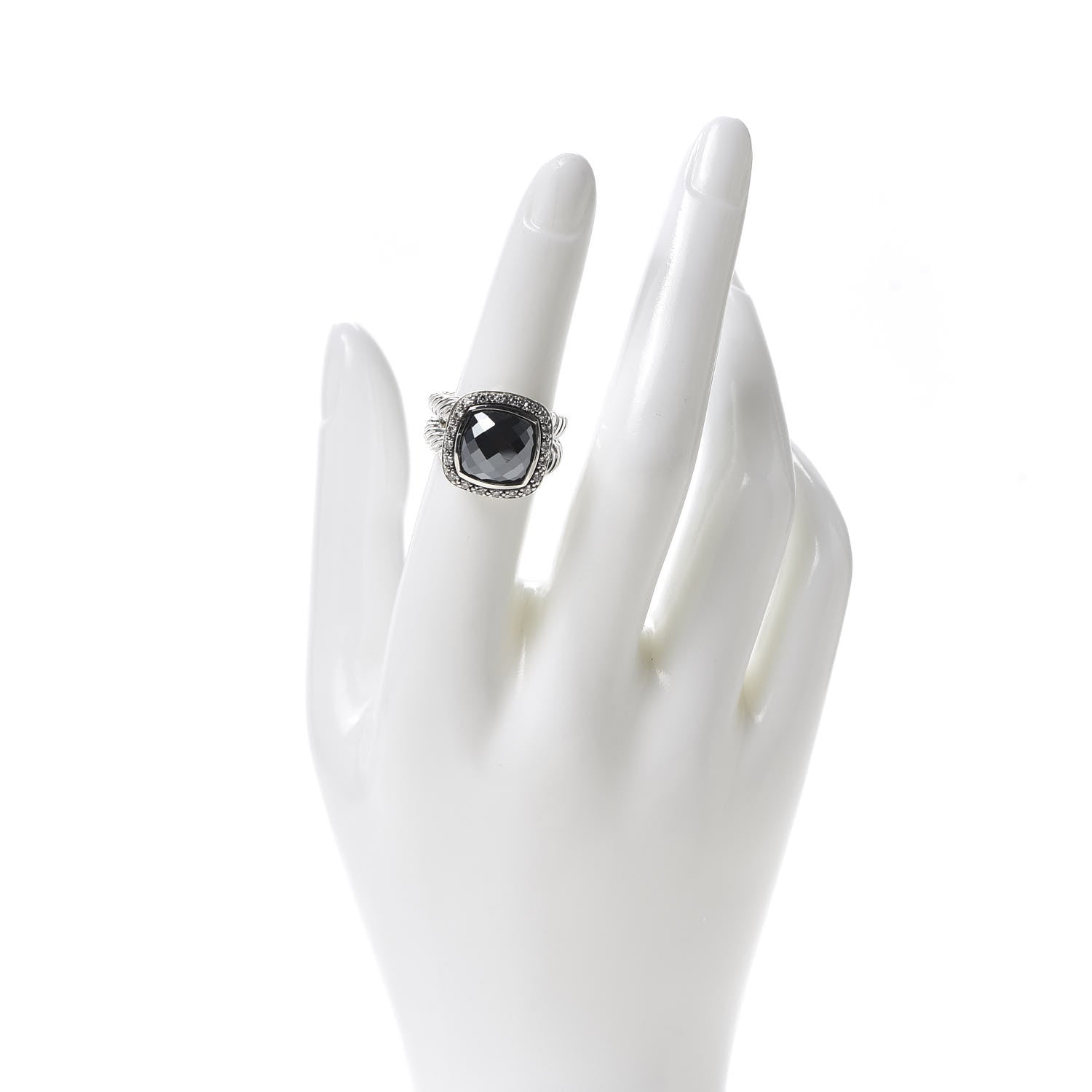 David Yurman Sterling Silver Diamond Hematite 11mm Albion Ring 52 6 2 of 5