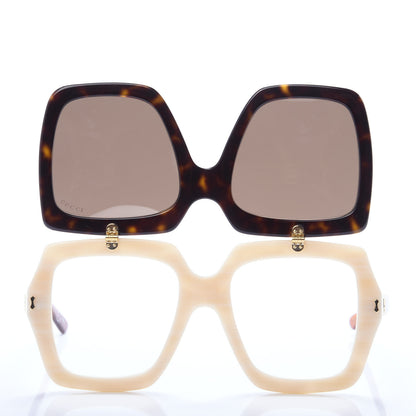 Gucci Acetate Oversized Flip Up Sunglasses GG0088S Tortoise 7 of 8