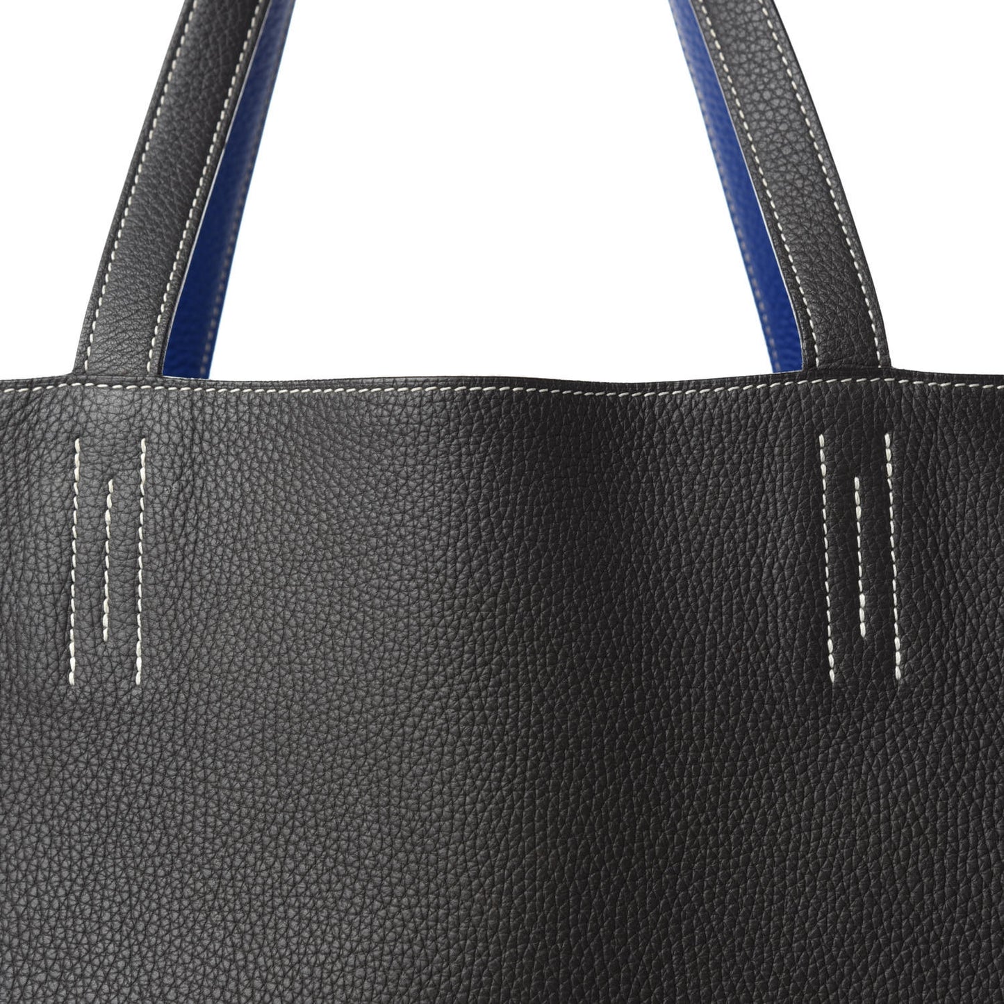 Taurillon Clemence Double Sens 36 Reversible Tote Graphite Bleu Electrique