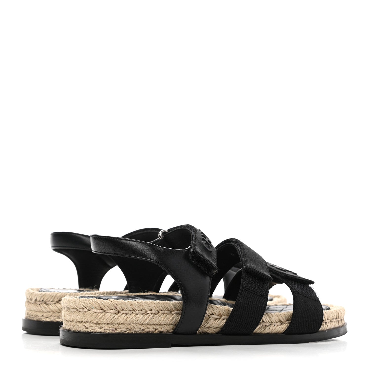 Chanel Stretch Fabric Lambskin CC Flat Sandals 38 Black 4 of 8